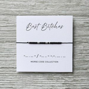 Best Bitches Morse Code Bracelet | Minimalist Cord Bracelet for BFF | Best Friend Birthday Gift | Secret Message Bracelet for Besties