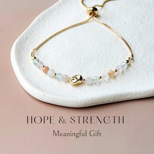 Hope Bracelet for Journey | Moonstone, Rose Quartz, Aquamarine | Meaningful Gift, IVF Support Jewelry, New Beginnings Crystal Bracelet