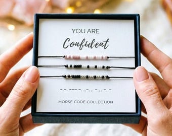 You are Confident Morse Code Bracelet, Inspirational Strength Gift, Resilience Jewelry, Tough Times Motivational Gift for Her Yourself