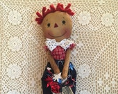 Dapper Raggedy Andy/primitive raggedy andy doll/raggedy dolls/handmade dolls/ patriotic 4th of july americana     faap