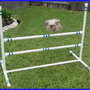 Dog Agility Single Double Bar Jump - AKC Reg. Size - Superior Quality Furniture Grade PVC.  Easy to assemble. - By Weave-Poles