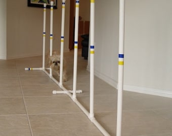 Dog Agility Equipment Indoor - Outdoor Weave Poles - Set of 6 weaves - Furniture Grade PVC!