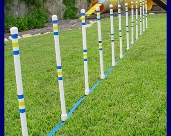 Dog Agility Weave Poles - 12 Stick in the ground weaves.  Superior Furniture grade PVC (not plumbers grade).   AKC Reg. height.