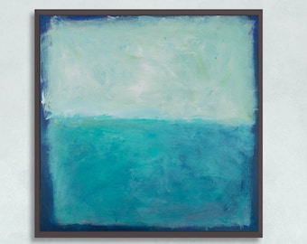 Original Abstract Beach Art Painting: Blue & Turquoise Canvas Decor