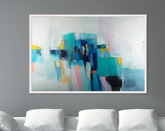 Abstract Green Acrylic Canvas Art: Italian Landscape Painting (47.2x31.5)