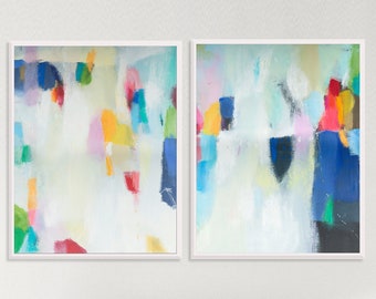 Set of 2 extra large wall art, Acrylic Abstract Painting gallery wall prints by Camilo Mattis