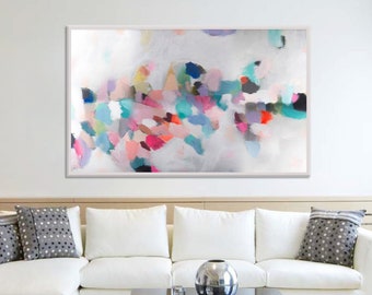 Vibrant Large Abstract Wall Art Print - Colorful Acrylic Painting by Camilo Mattis