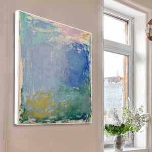 Green Blue Abstract Canvas Print: Modern Landscape Wall Art