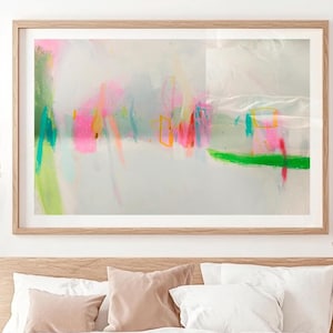 Multicolor large abstract watercolor art print, Modern abstract contemporary painting, Statement living room wall decor in light colors