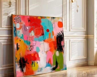 Joyful wall Abstract canvas Prints – Vibrant Colors & Bold Shapes Poster