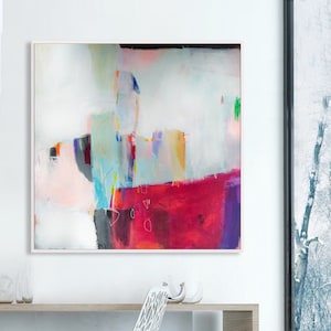 Red Abstract Art Print: Modern Colorful Painting, Large Wall Art