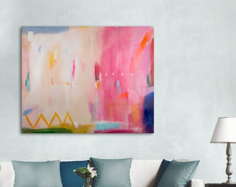 Abstract fine art print, pink wall art, large modern wall art, abstract painting print, beige wall decor, canvas print, Camilo Mattis