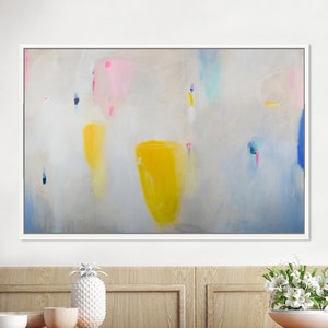 Large Abstract Painting Print: Pink & White Geometric Giclee Wall Art