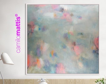 Pastel Colors Art Abstract Landscape Art Print Pink and Grey Fine Art Print