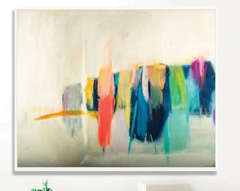 Colorful Abstract Canvas Painting: Large Modern Wall Art (39.5x31.5)