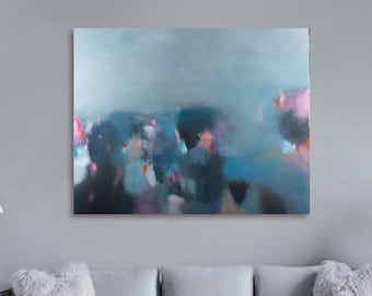 Blue abstract wall decor print, Modern contemporary Oversized minimalist art poster