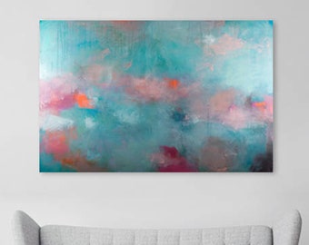 Monet inspired abstract art print, extra large wall art, Impressionist Water Lilies by Camilo Mattis