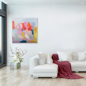 Living room decor with a modern wall art painting by Camilo Mattis