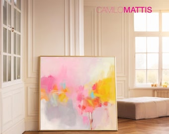 large abstract Vibrant painting wall art print, colorful modern artwork