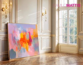 Pink Coral Abstract Art Print: Modern Giclée Canvas Wall Decor