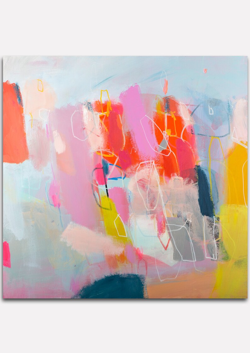 Extra large wall art abstract art print Pink wall art print Etsy