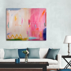 Pink Abstract Art Print: Modern Beige Wall Decor, Camilo Mattis image 1