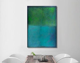 Teal Abstract Art Print: Green Canvas Wall Art