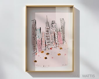 NYC Skyline Sketch Print: Urban Cityscape Art