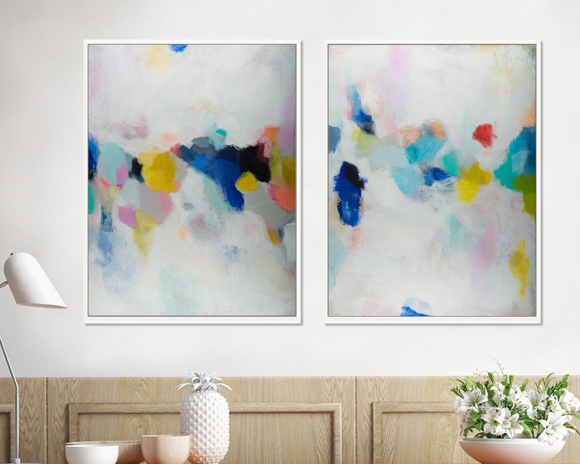 Set of 2 extra large colorful prints Acrylic Abstract | Etsy