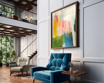 Colorful Abstract wall Art Print: Light Pastel Colors Modern Geometric Wall Decor