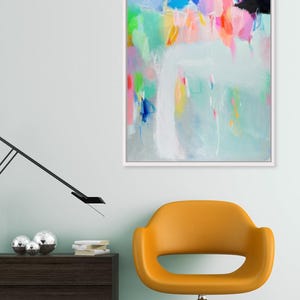 Light Blue, Colorful abstract multicolor bright wall art print