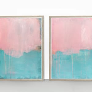 Rosa Petrol Kunstdruck-Set: Giclée und Inkjet-Druck auf Leinwand