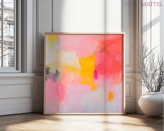 Roze abstracte kunstprint: moderne giclee-muurdecoratie