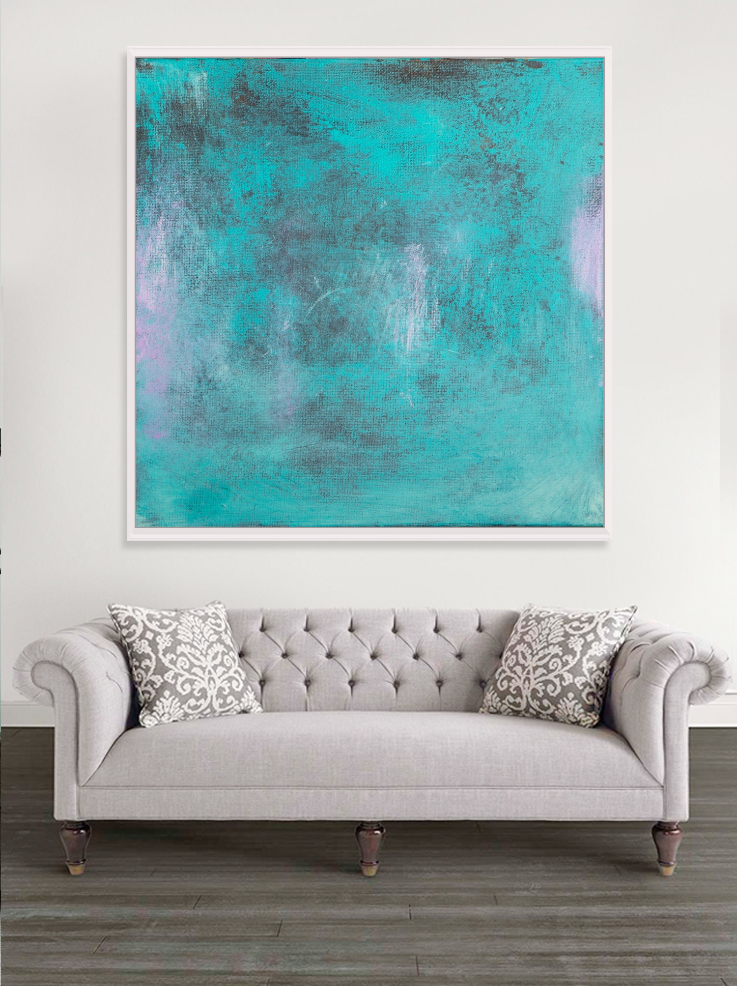 Teal Original Art Living Room Wall Art Canvas Extra Large - Etsy