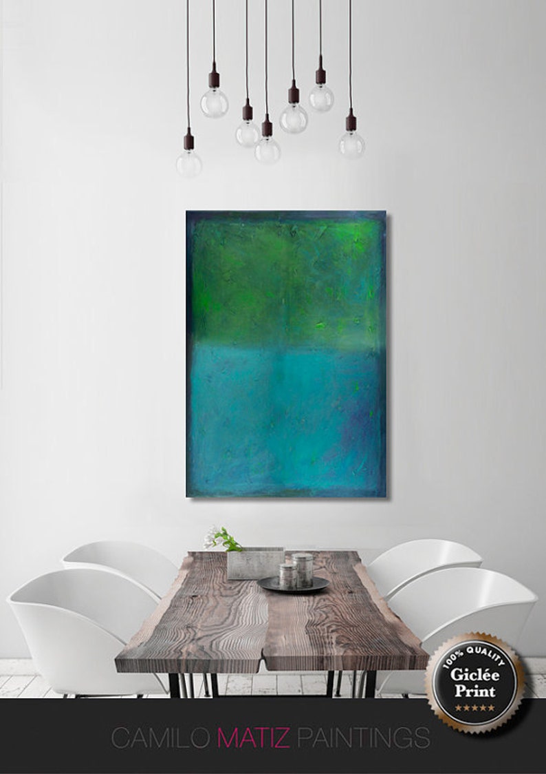 Teal wall art print Large canvas art Abstract art Print canvas prints mint green print by Camilo Mattis image 1