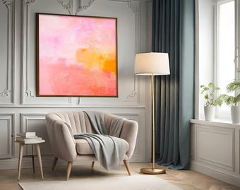 Original Orange and Pink Abstract Painting: Modern Wall Decor (36x36)
