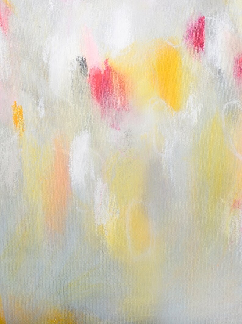 Yellow abstract painting flowers landscape print extra large Etsy