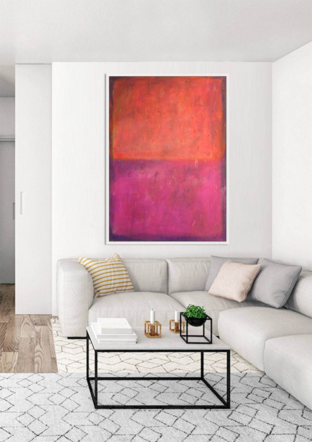 Original Orange Red Abstract Art Painting | Wall Decor on Canvas ...