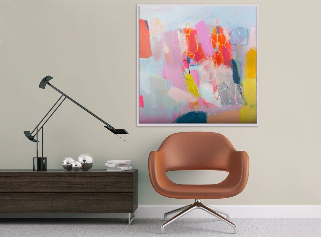 Large Colorful Original Abstract Painting on Canvas, Modern Pop Art