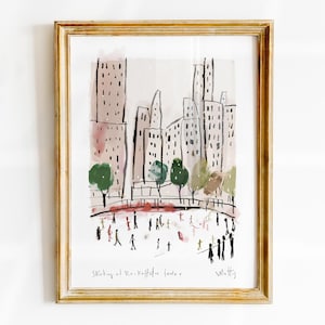 Impresión artística del Rockefeller Center de Nueva York, póster del skyline de NYC por Camilo Mattis