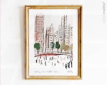 Rockefeller Center NYC art print, New York skyline wall poster print by Camilo Mattis