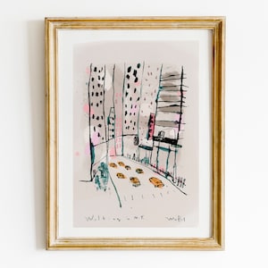 Dibujo de boceto de Nueva York, stampa della città delle belle arti, A3, decorazione della sala da pranzo dell'artista della parete di Camilo Mattis