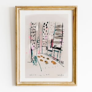 NYC sketch drawing fine art city print, A3, wall art living room decor by Camilo Mattis