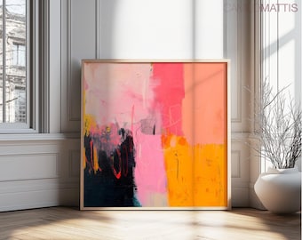 New York Pink Abstrakt Kunst Druck: Modernes Buntes Leinwand Dekor