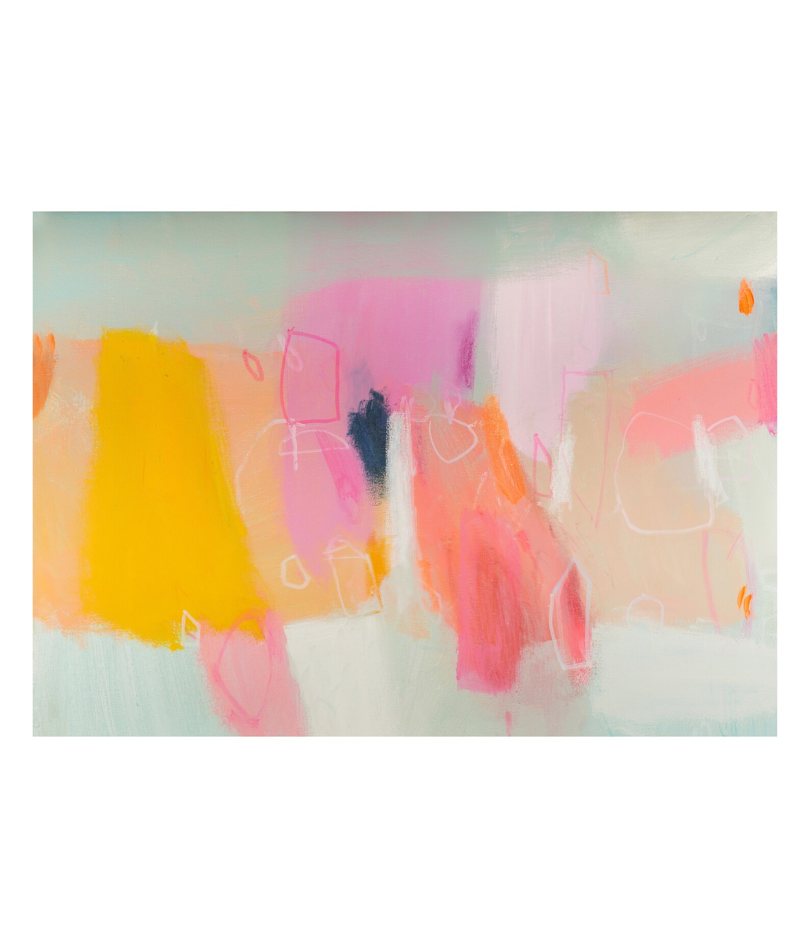 Yellow and Pink Abstract Art Print Oversized Wall Art Extra | Etsy