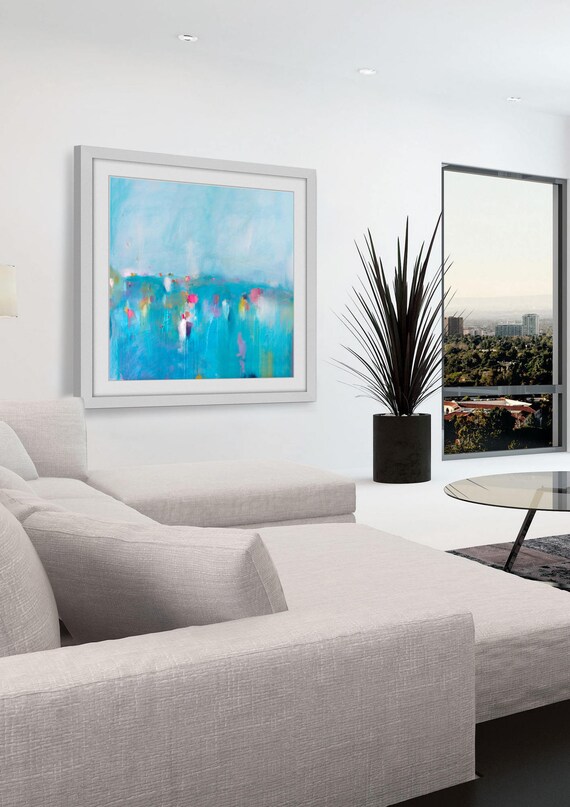 abstract wall art Blue abstract painting extra large print | Etsy