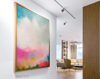 Colorful Abstract Cloud Art Print: Modern Office Wall Decor