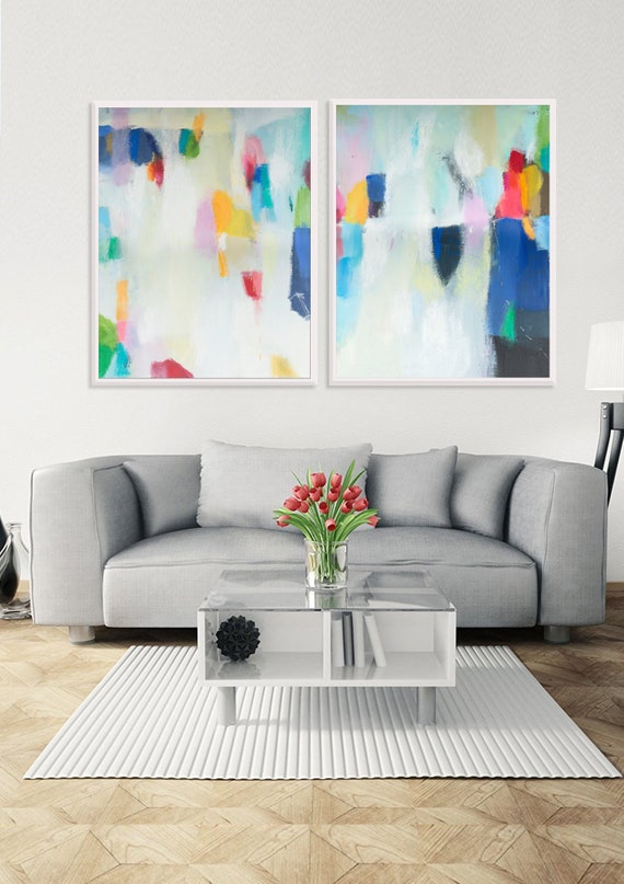 Set of 2 Extra Large Wall Art Acrylic Abstract Painting Etsy UK
