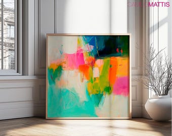 Colorful Abstract Art Print: Modern Funky Wall Decor