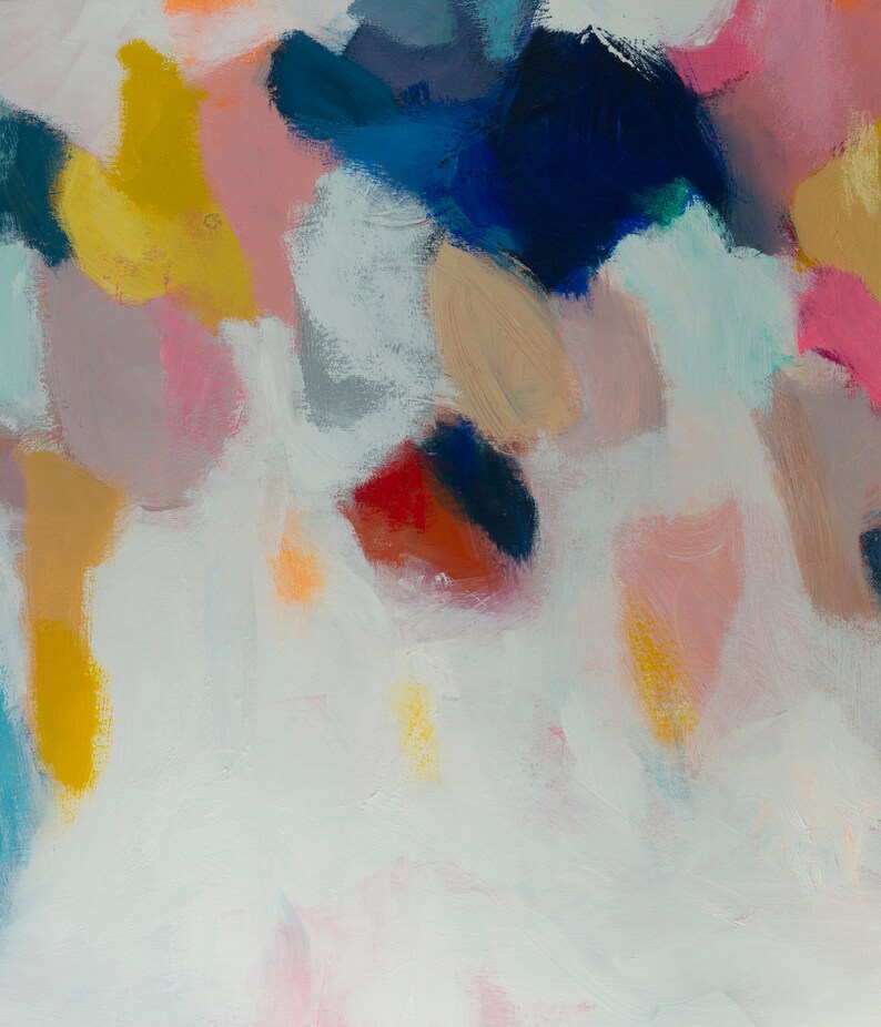 Navy Blue Oversized Wall Art Print Colorful Canvas Art Print Etsy